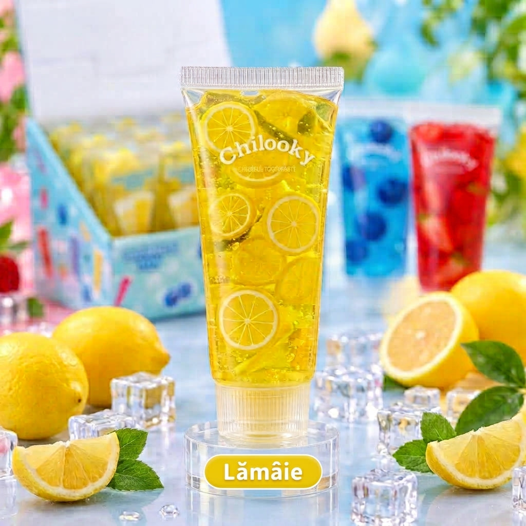 Jucarie Antistres Squishy Chilooky - Tub de Pastă Fructată cu Gel