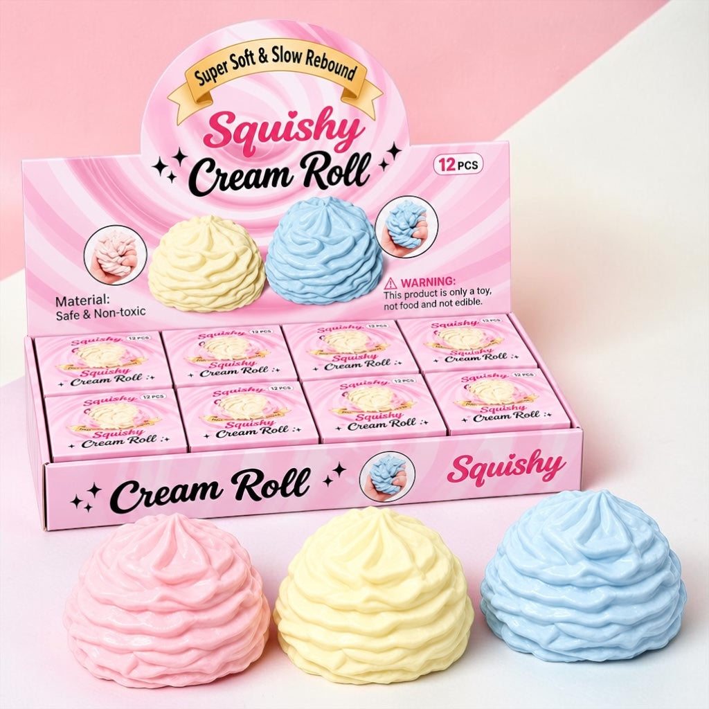 Jucarie Antistres Squishy Cream Roll ( textura vaselina )