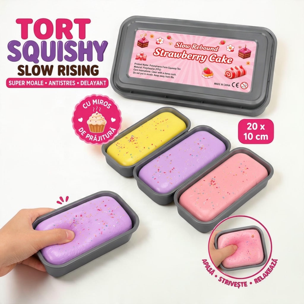 Jucarie Antistres Tort Slow Rising, Miros de Prajitura, 20x10 cm